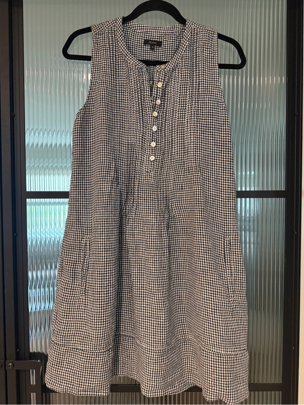 Quince Linen Black & White Gingham Dress - Women's Size M
